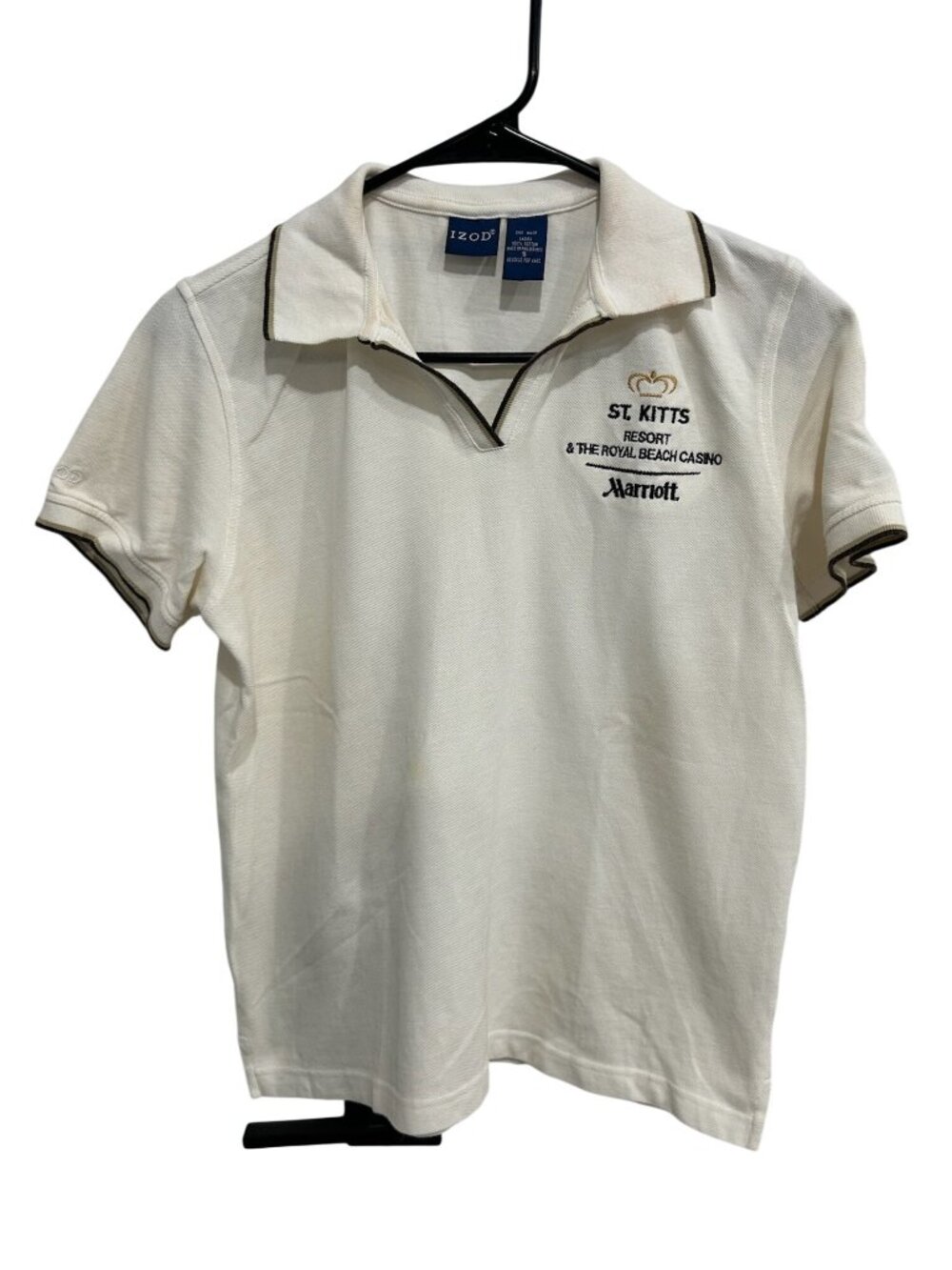 Izod St. Kitts Marriott Resort White Polo Shirt Size Small Cotton Preppy